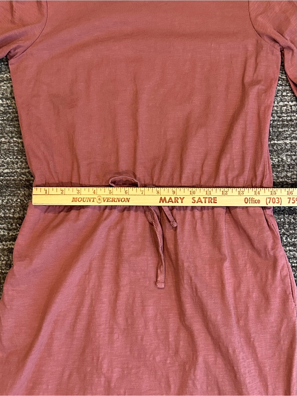 Pact Organic Cotton T-shirt Dress Size Small Mauve Pink Tie Drawstring Waist - Picture 9 of 12